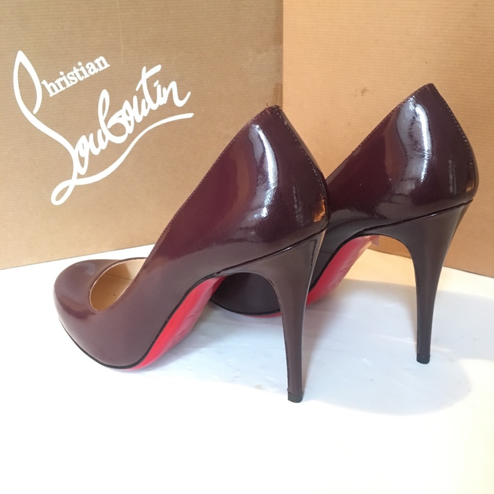 Christian Louboutin Burgundy Heels with Red Soles - Picture 3 of 11